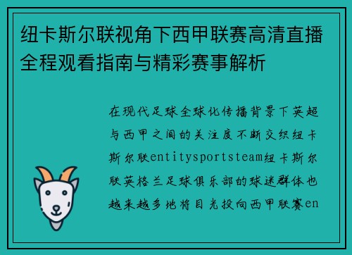 纽卡斯尔联视角下西甲联赛高清直播全程观看指南与精彩赛事解析